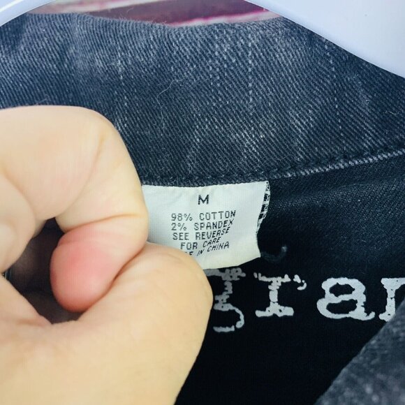 Kilogram Mens Black Red White Blue Stripe Long Sleeve Denim Jacket Size Medium - Picture 5 of 9